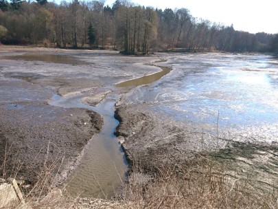 Sohle des Steinbrücker Teiches nach Entleerung