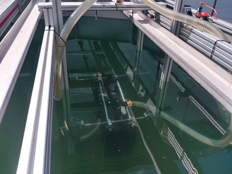 Ein im Versuchsstand eingebauter Wärmeübertrager