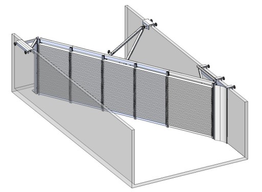 Modulares Horizontalrechensystem zum mobilen Einsatz in Versuchsrinnen und Modellaufbauten